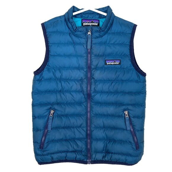 Patagonia Toddler 4T Down Sweater Puffer Vest Teal Zip Pockets Insulated - Picture 1 of 15